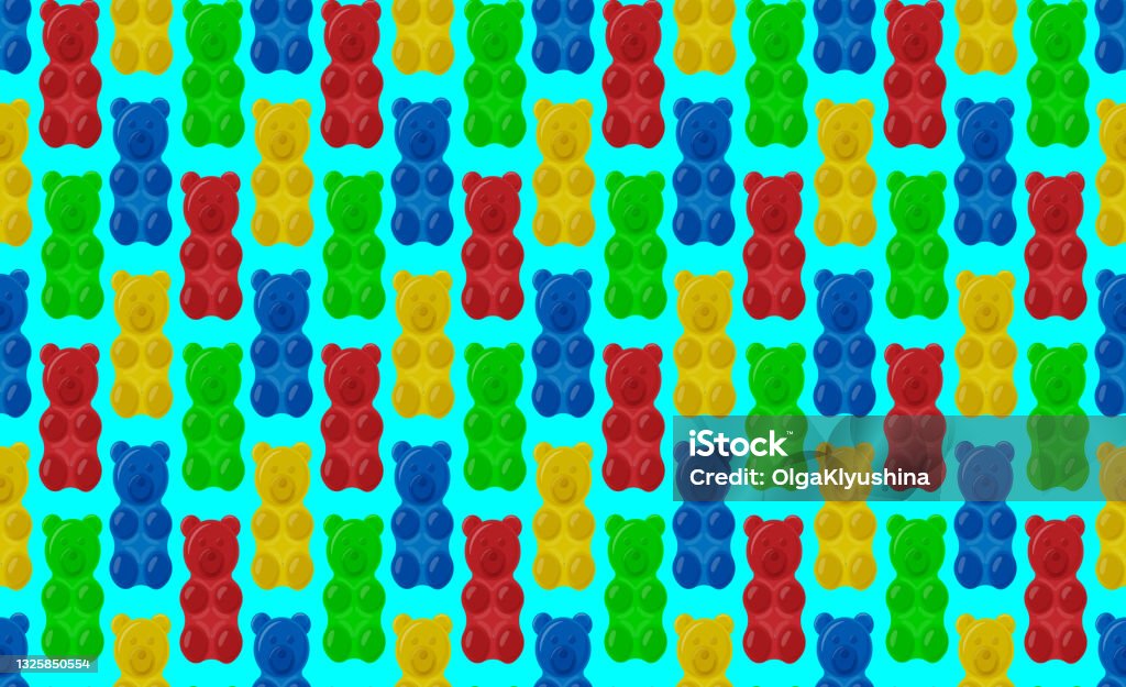 Gummies Background Vector Seamless Colorful Gummy Bears Candies Background Sweets Vector Pattern ...