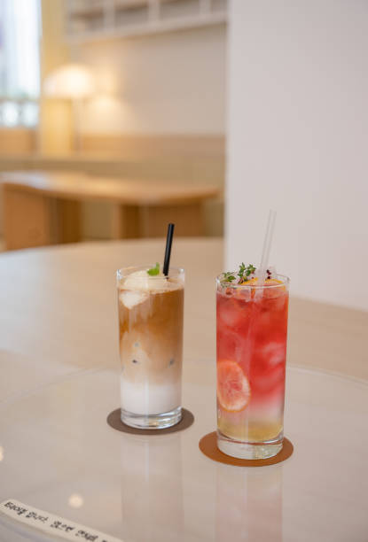 istock One ice latte and a glass of Aide 1325851076