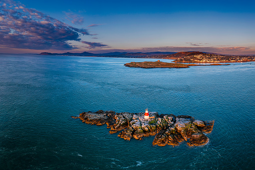 Aerial view of Dalkey Island. Sunset Vico Bathing Place, 
This pool is situated at the outdoor Vico bathing area on the coast at Dalkey - Killiney Dublin . Blackrock, dun Laoghaire - Ireland
