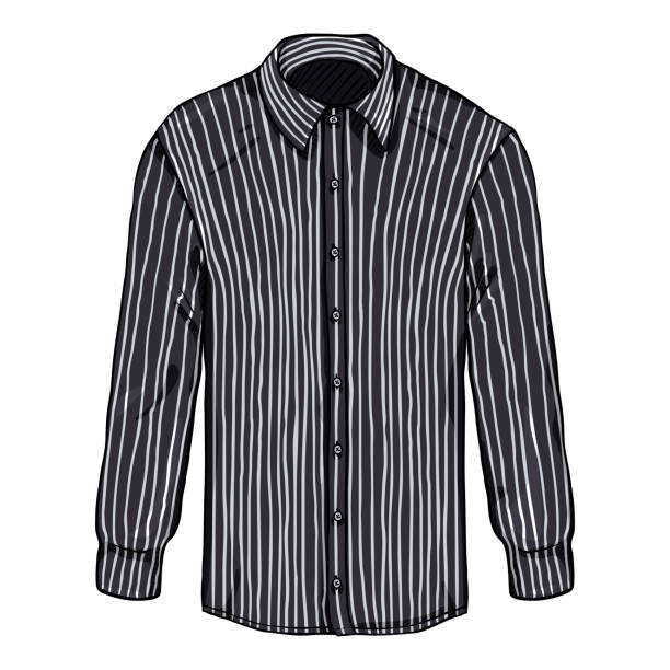 istock Vector Cartoon Long Sleeve Black and White Striped Shirt 1325855377