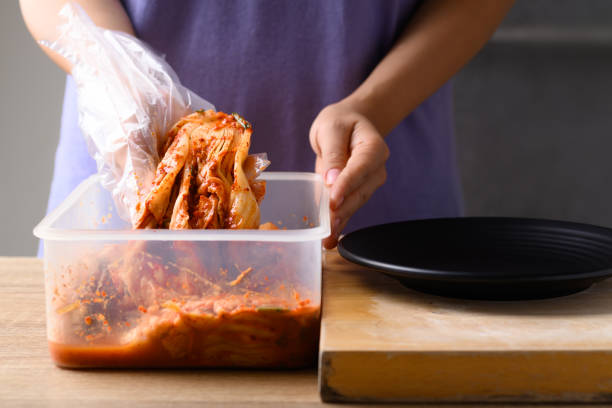 istock Kimchi cabbage in food container, Korean food 1325855577