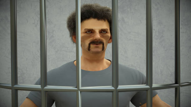man in jail criminal prisoner 3D illustration