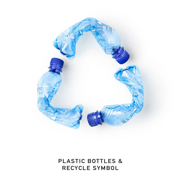 Recycle symbol made of used plastic bottles