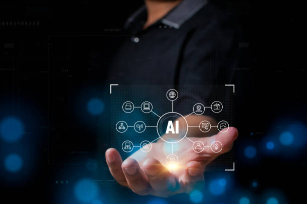 istock Businessman showing Artificial Intelligence AI Concept. Futuristic Technology Digital Data Analysis. Big Data Transmission Connection Abstract Background 1325858157