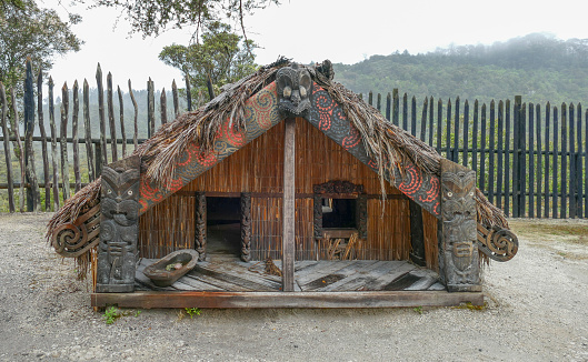 Traditional Maori sleep house seen in New Zealand
