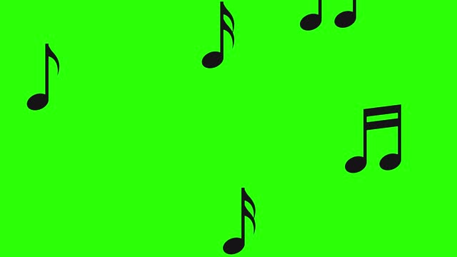 Animation of hand-drawn musical notes. Song, melody or music concept. Doodle style. Green screen. 4K
