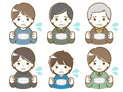Mask Difficulty Men Of Various Age Who Have Difficulty Wearing Masks Stock Illustration ...