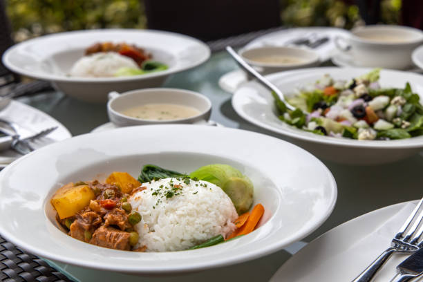 Popular Filipino food Beef Caldereta on the table