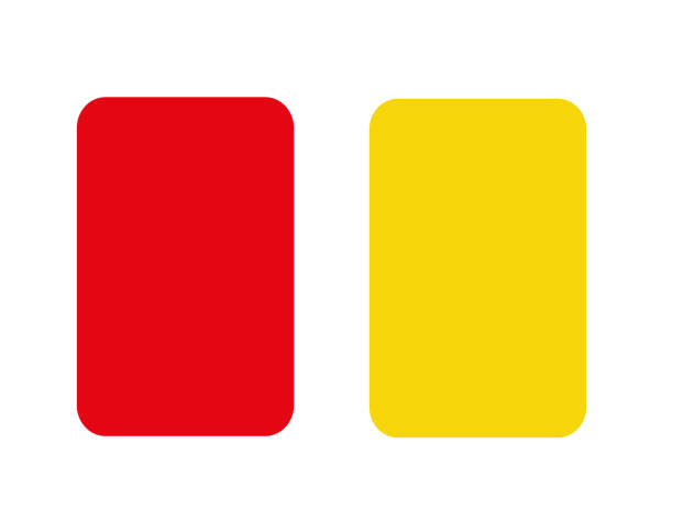 stockillustraties, clipart, cartoons en iconen met soccer red and yellow card - gele kaart illustraties