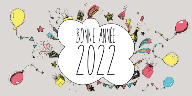 Vector illustration of French Happy New year 2022