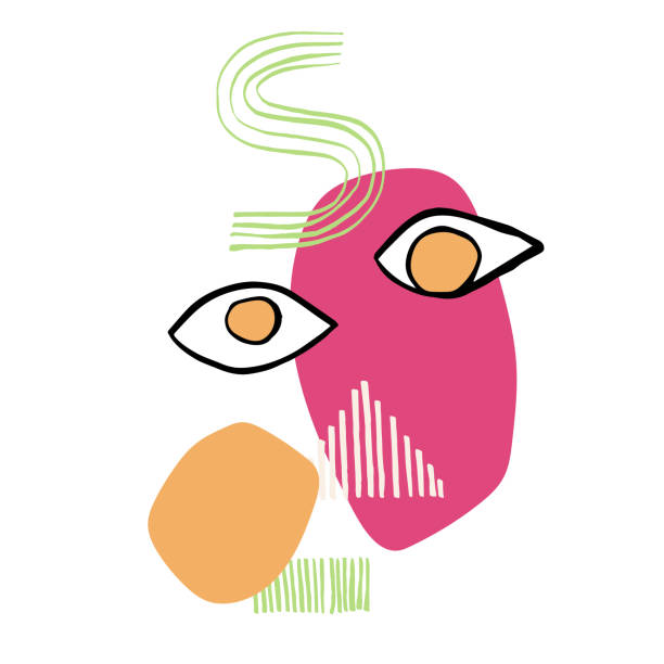 istock Abstarct surreal faces. Surreal line portraiture, avant-garde, Cubist-esque design, fantastic, extraordinary, face line art, contemporary cartoon portrait 1325869372