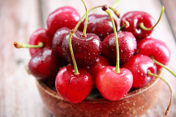fruits of natural fresh red cherries