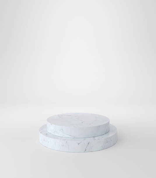istock White marble pedestal podium, round shape, product stand. 1325877913