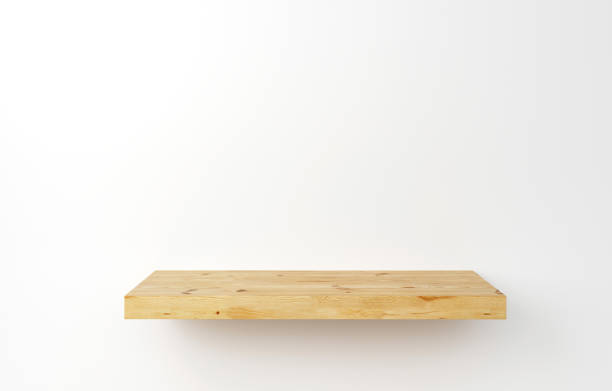 istock Wooden pedestal podium, shelf, square shape, product stand, 3d rendering. 1325877949