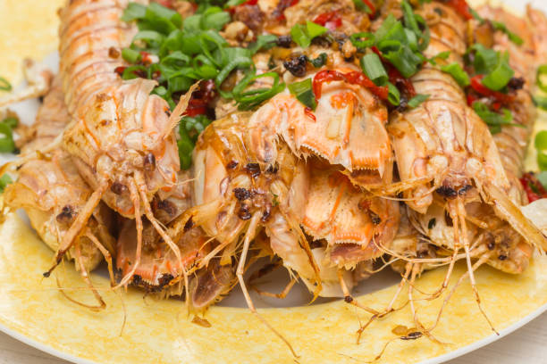 istock Cooked mantis (Stomatopoda) shrimp with spring onion and red pepper 1325879224