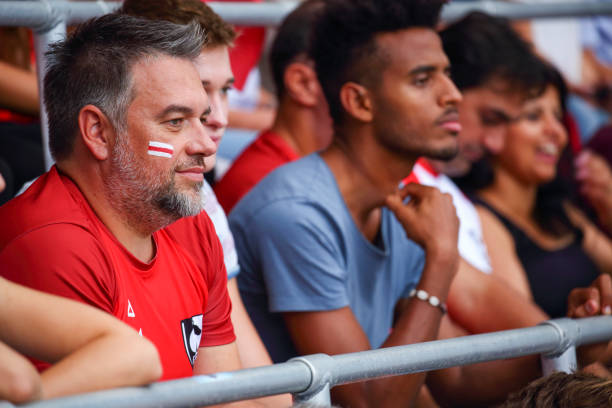 istock Real fan on the stadium cheering 1325880274