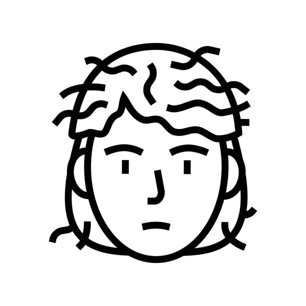 man before keratin use line icon vector illustration man before keratin use line icon vector. man before keratin use sign. isolated contour symbol black illustration chemical straightener stock illustrations