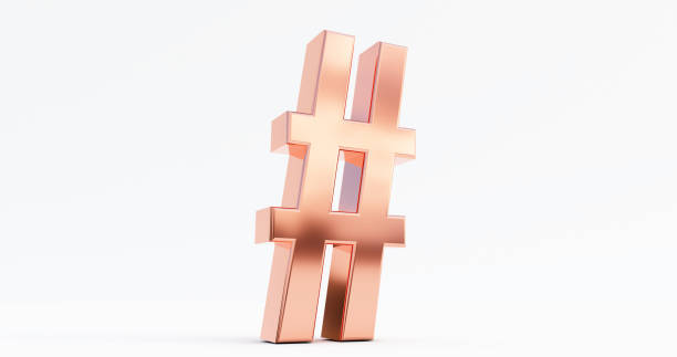 istock 3d render of bronze Hashtag icon isolated on white background, Modern icon for website, Hashtag icon. 1325884652