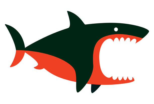 stockillustraties, clipart, cartoons en iconen met angry shark symbol - toy shark