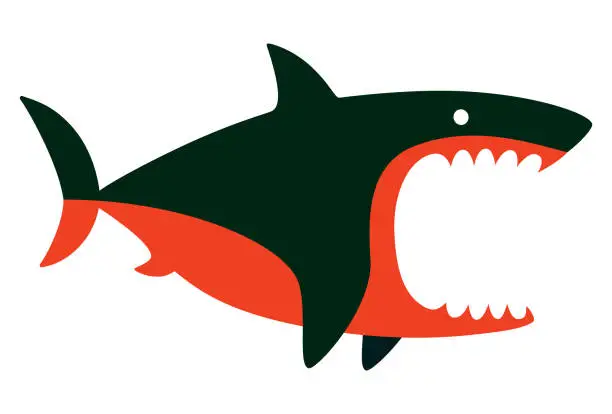 Vector illustration of angry shark symbol