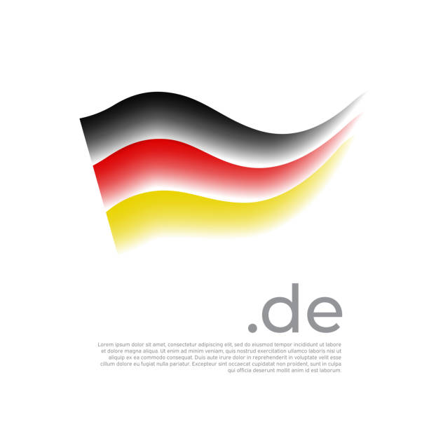 istock German flag. Stripes in colors of flag of germany on a white background. Vector stylized national poster design with de domain and place for text. Tricolor. State german patriotic banner, cover 1325887387