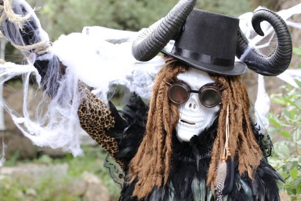 istock Fashionable skeleton with goggles and dreadlocks 1325889804