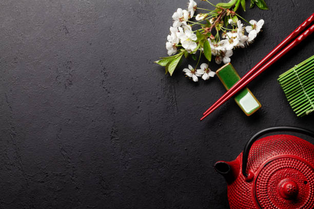 istock Japanese teapot and sushi chopsticks 1325891079