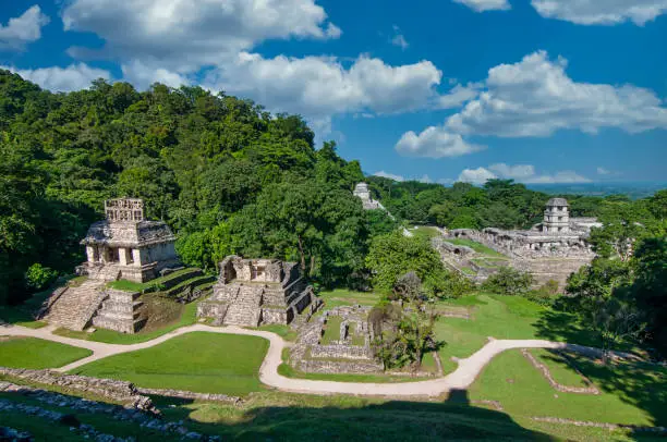 Old mayan city ruins in Palenque Mexico