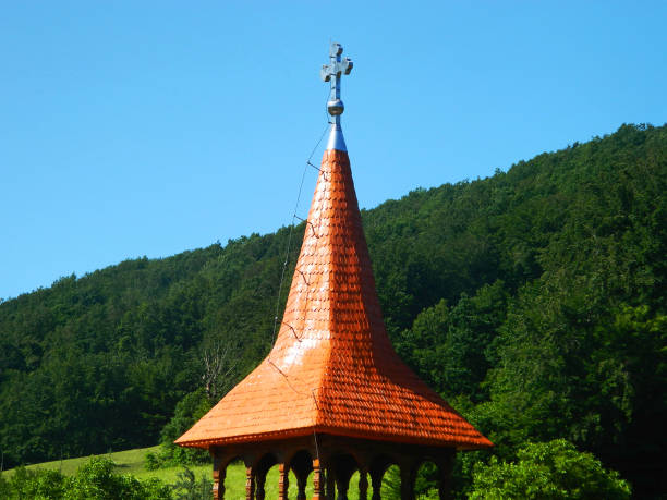 Orthodox cross at a monastery in Romania