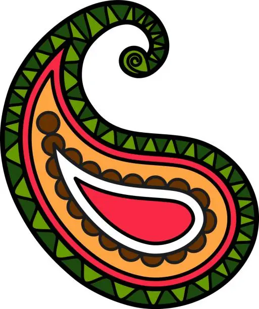 Vector illustration of Buta almond or twisted oriental motif for paisley ornament