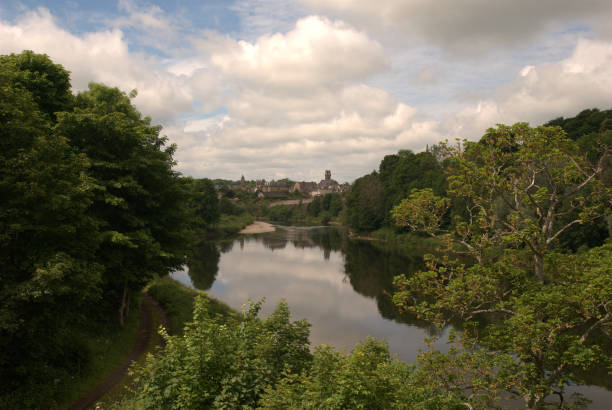 view of river tweed at Coldstream in summer stock photo