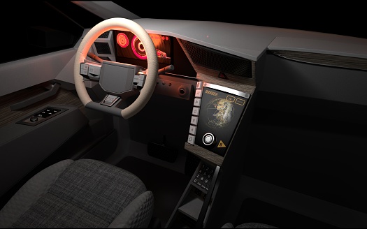 3D rendering of car interior.\n\nThis image doesn`t contain any visible trademarked products, corporate identity, logos, or copyrighted elements.\nI am author of design of this car interior.\nI am author of 3d model of this car interior.