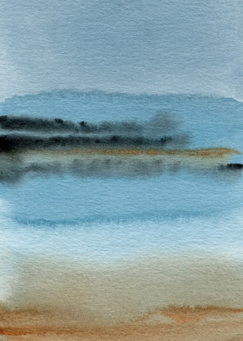 abstract minimalist landscape watercolor painting background