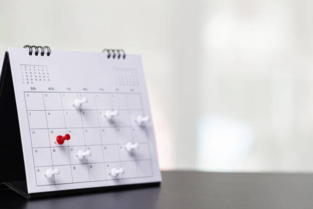 istock Calendar Event Planner is busy. calendar ,clock to set timetable organize schedule, planning for business meeting or travel planning concept. 1325904599