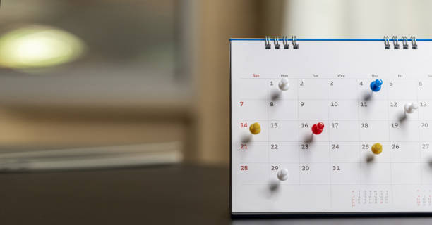 istock Calendar Event Planner is busy. calendar ,clock to set timetable organize schedule, planning for business meeting or travel planning concept. 1325904613