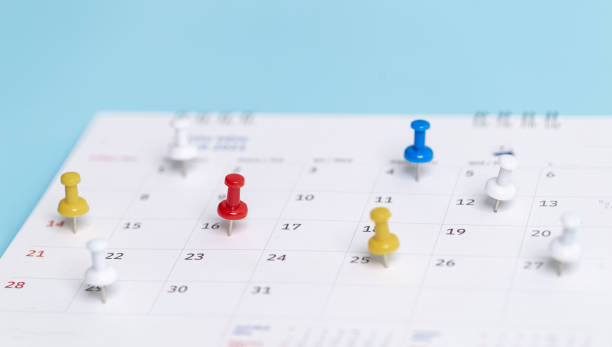 istock Calendar Event Planner is busy. calendar ,clock to set timetable organize schedule, planning for business meeting or travel planning concept. 1325904655