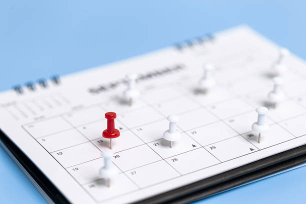 istock Calendar Event Planner is busy. calendar ,clock to set timetable organize schedule, planning for business meeting or travel planning concept. 1325904666