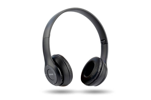 istock Modern design of black color wireless earphone isolated. 1325906677