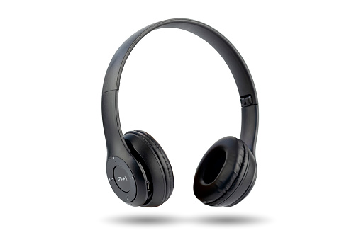 Headphones on White Background, Clipping Path