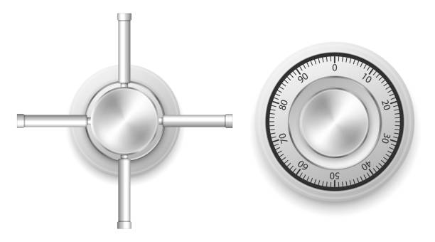 istock Safe combination lock. Security Concept. Metal Steel Lock For Safety And Privacy. Protection Concept isolated on white background. Vector illustration. 1325908583
