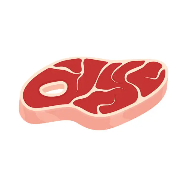 Vector illustration of Raw beef tenderloin. Beef steak on white background. Food theme.