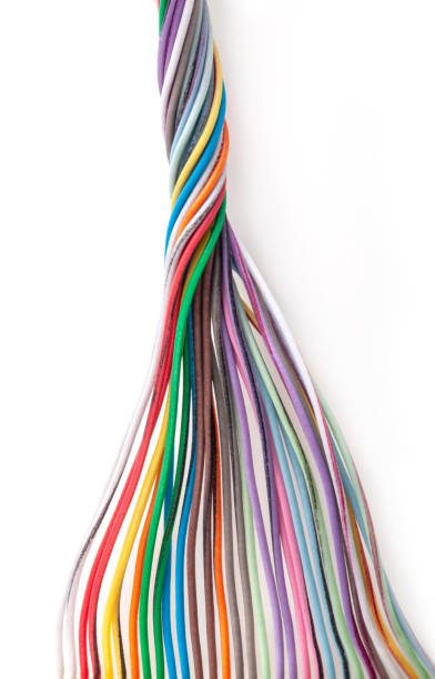 istock Multicolored electric cable isolated on white background 1325911443