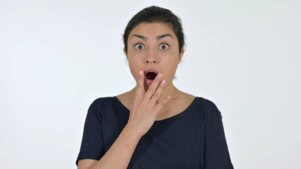 istock Indian Woman having Loss, White Background 1325913522