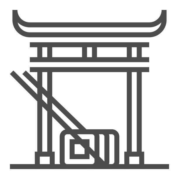 Japanese food, square line vector icon. Japanese food, square line vector icon. torri gate stock illustrations