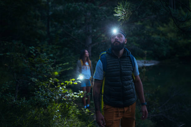 istock Hikers exploring the woods by the lake 1325915978