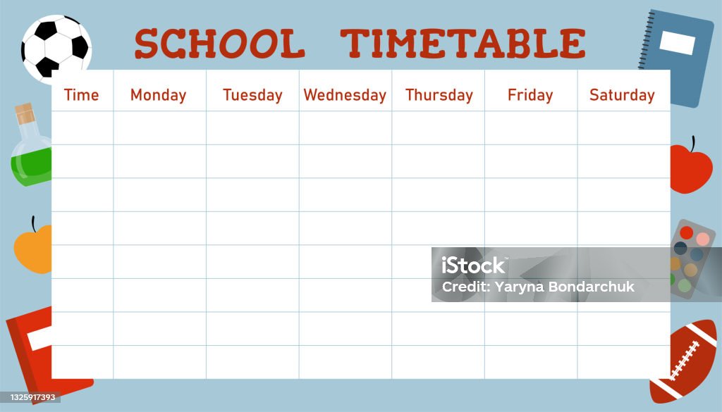 School Weekly Table School Timetable For Week Template Weekly Planner Table Back To School ...