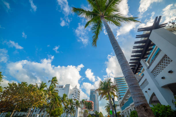 istock Cloudy sky over world famous Miami Beach 1325918731