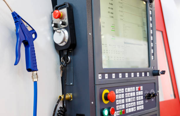 istock open cnc machine with snap and digitally controlled pannel modern cnc lathe in factory 1325921487