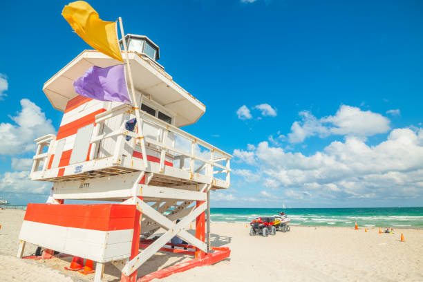 istock White and red lifeguard tower in South Beach, 1325921833