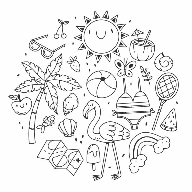 33 Set Of The Outline Drawings On The Theme Of Summer Illustrations & Clip Art - iStock 33 Set Of The Outline Drawings On The Theme Of Summer Illustrations & Clip Art - iStock